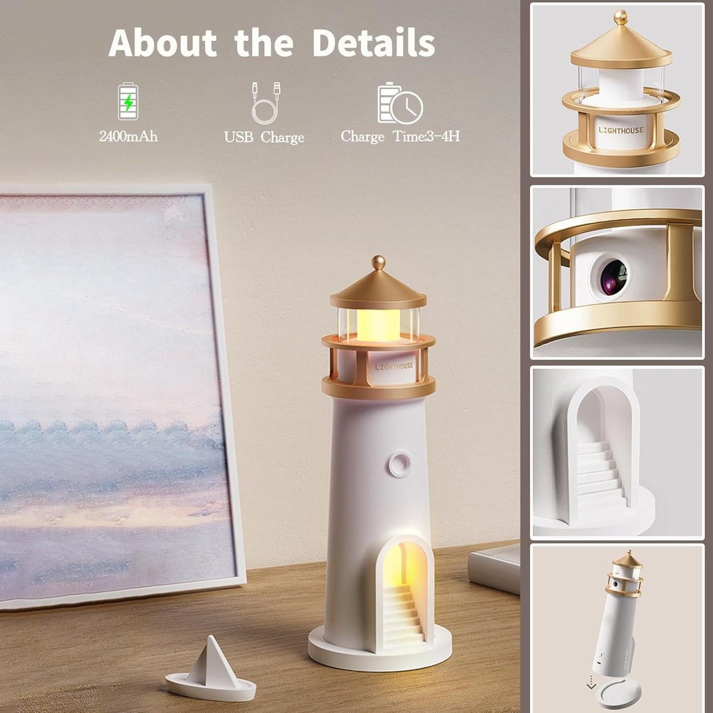 Moon Projection Lighthouse – Dreamy Night Light for Kids & Adults