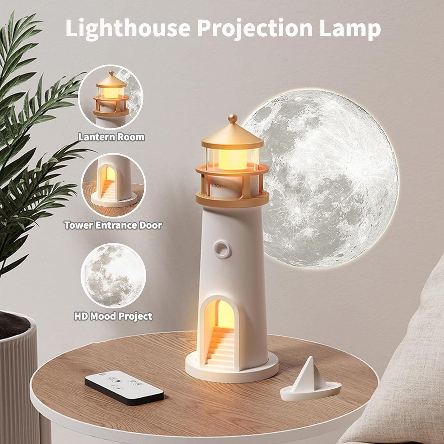Moon Projection Lighthouse – Dreamy Night Light for Kids & Adults